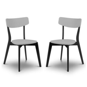 Calah Grey And Black Wooden Dining Chairs In Pair
