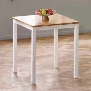 Lamar Wooden Square Dining Table - White And Light Brown