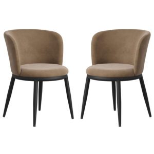 Nixa Mole Velvet Dining Chairs In Pair