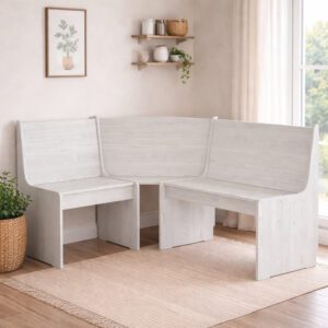 Conroe Wooden Corner Dining Bench In White