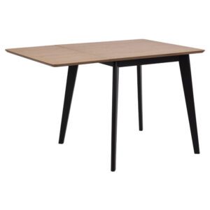 Reims Wooden Extending Dining Table In Oak And Matt Black
