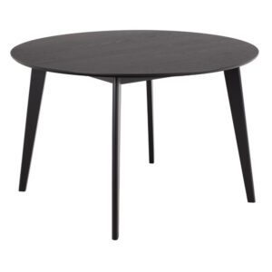 Reims Wooden Round Dining Table In Matt Black