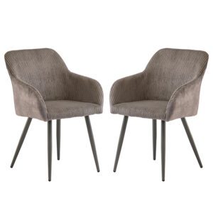 Glen Grey Corduroy Velvet Dining Chairs In Pair