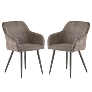 Glen Grey Corduroy Velvet Dining Chairs In Pair