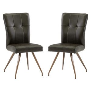Kalista Dark Brown Faux Leather Dining Chairs In Pair