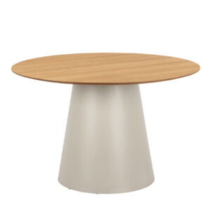 Seguin Wooden Dining Table Round In Oak And Grey