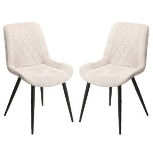 Arta Diamond Stitch Natural Fabric Dining Chairs In Pair