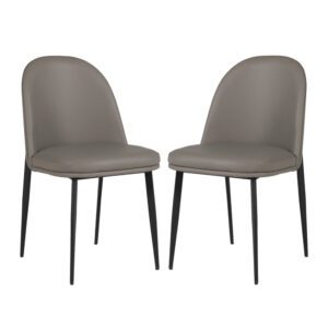 Vacaville Grey Faux Leather Dining Chairs In Pair